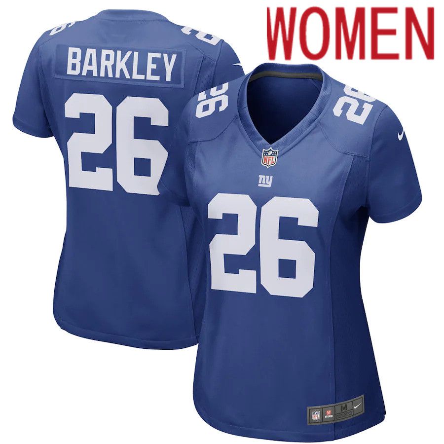 Women New York Giants 26 Saquon Barkley Nike Royal Player NFL Jersey